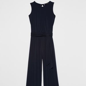 Tie-waist Racer Knit Jumpsuit
